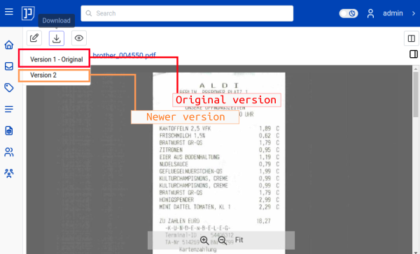 Multiple versions of the document